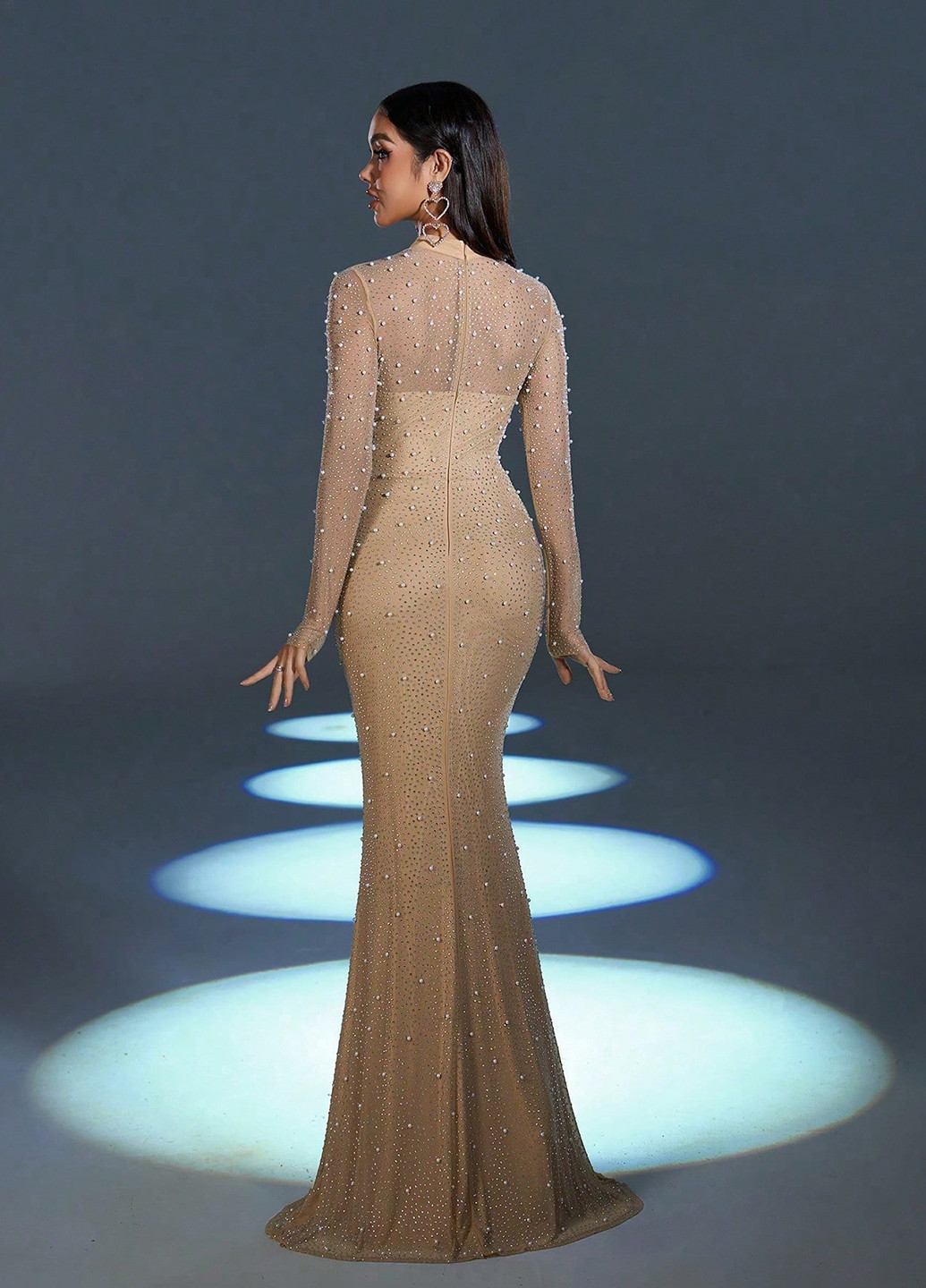 Кремова вечірня сукня годе SHEIN однотонна