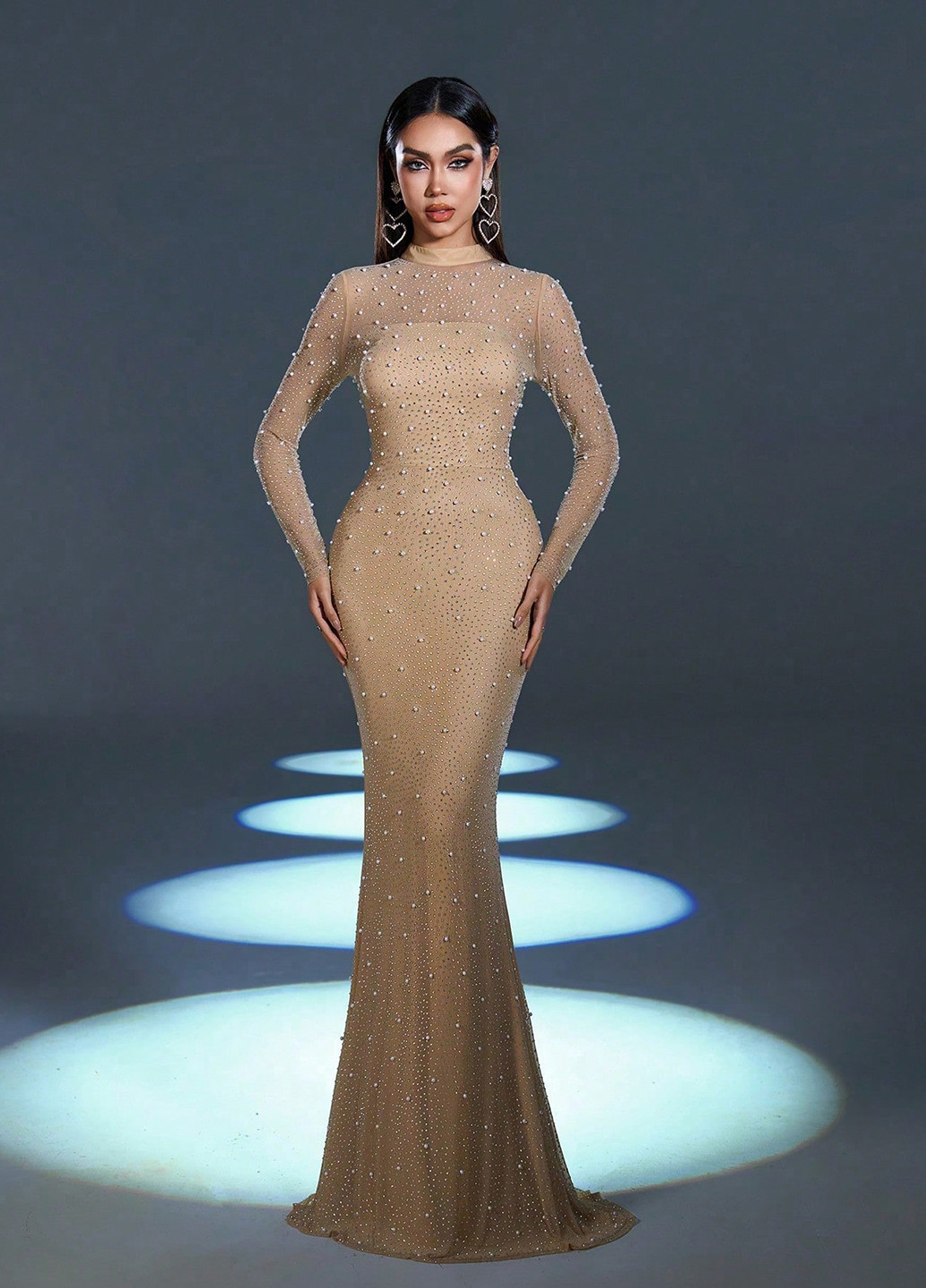 Кремова вечірня сукня годе SHEIN однотонна