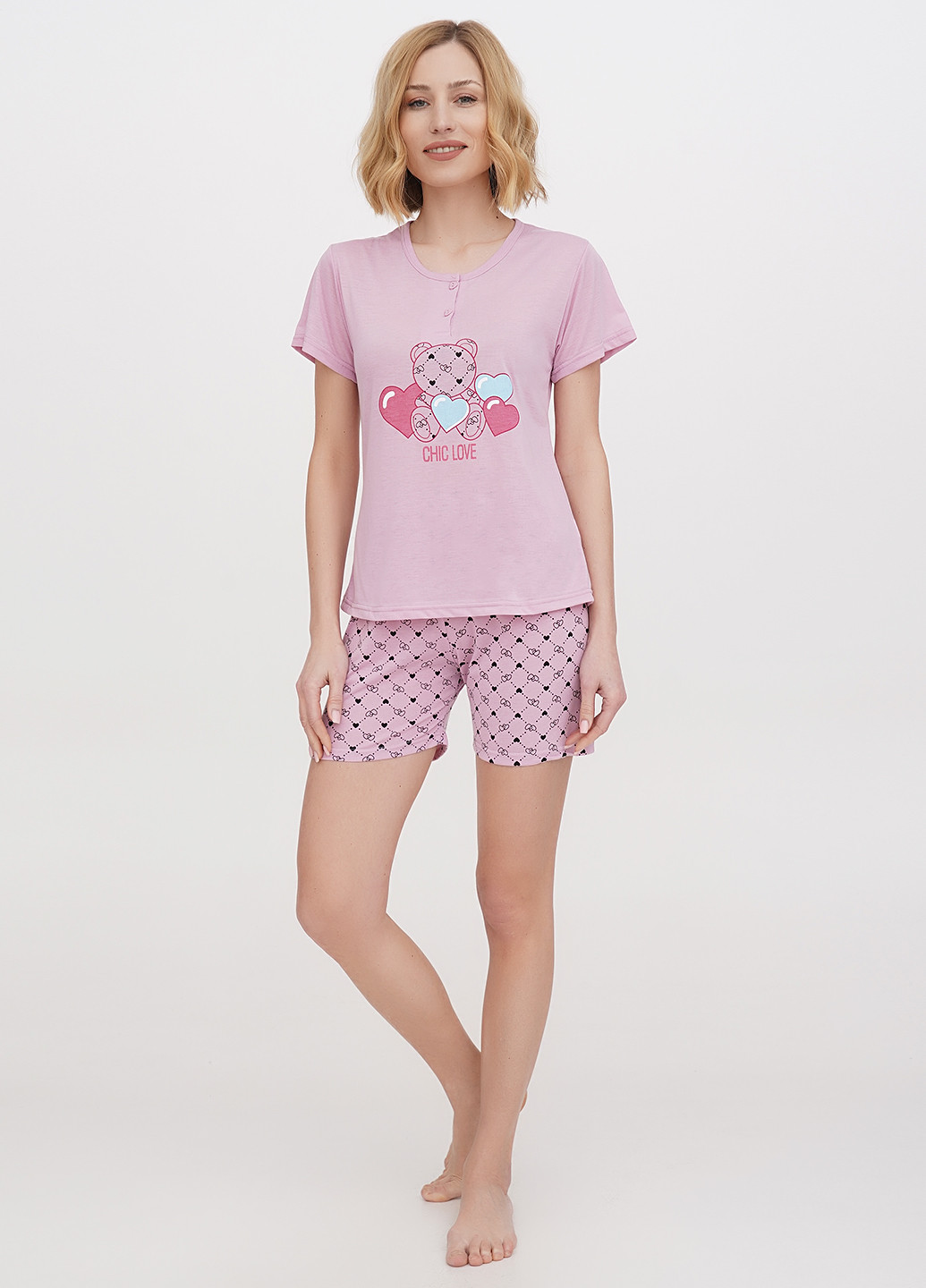 Рожева всесезон піжама (футболка, шорти) футболка + шорти Intimates