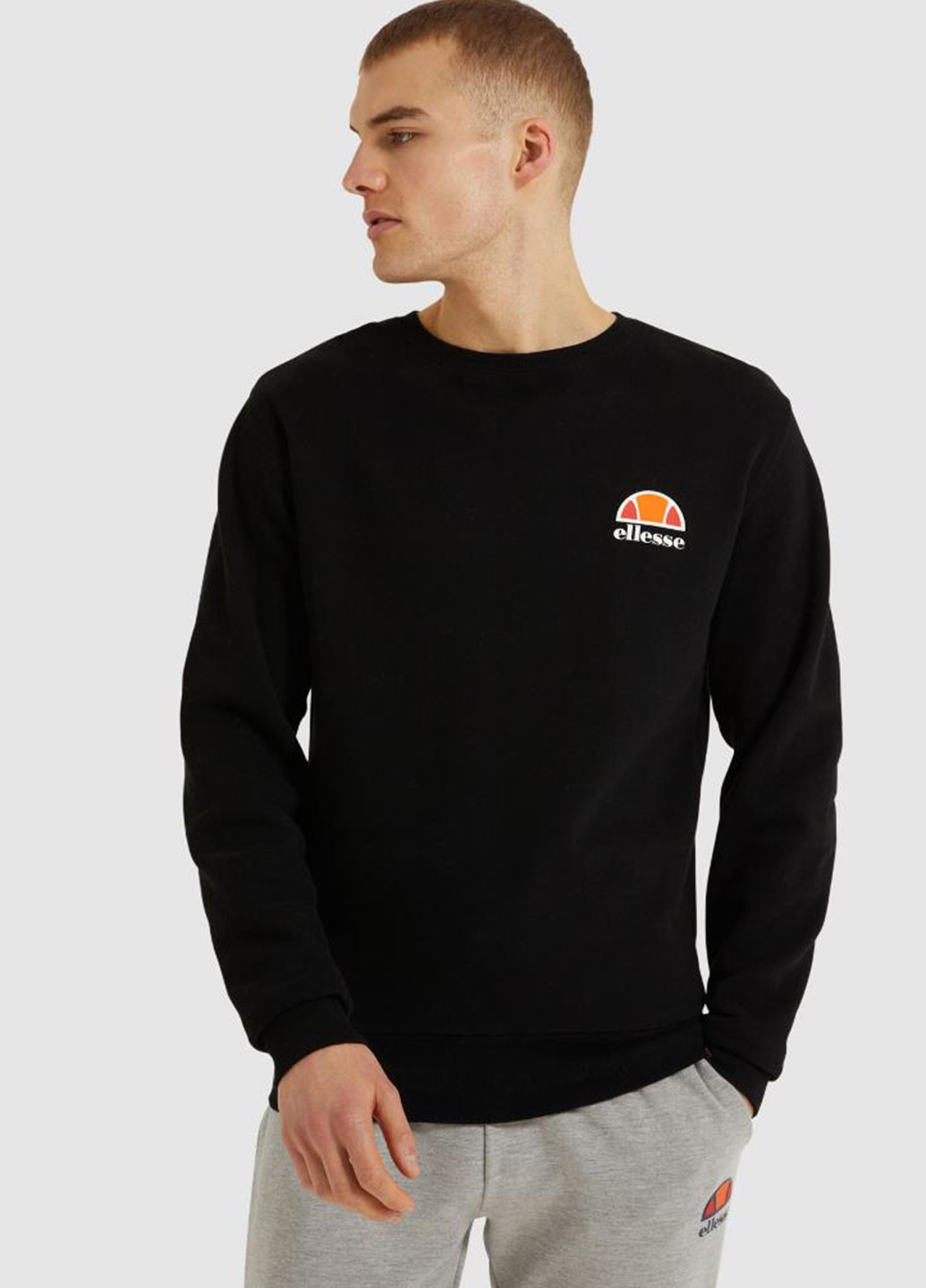 Чорний світшот shs02215-001 Ellesse логотип без декору (322021336)