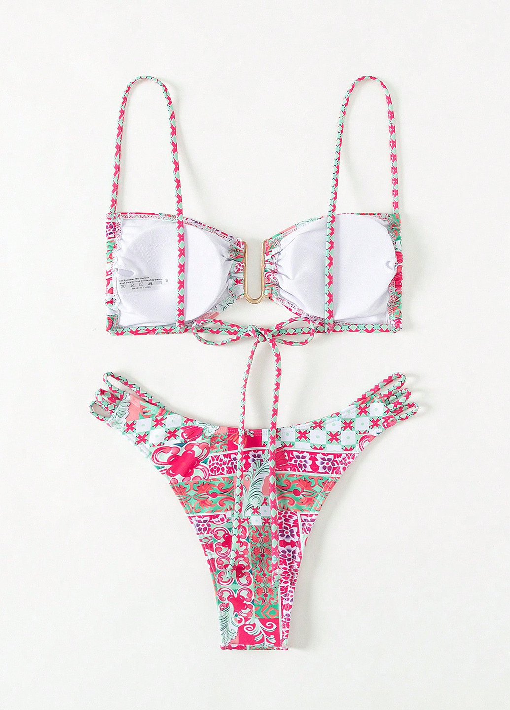 Малиновый летний купальник (лиф, трусики) раздельный SHEIN