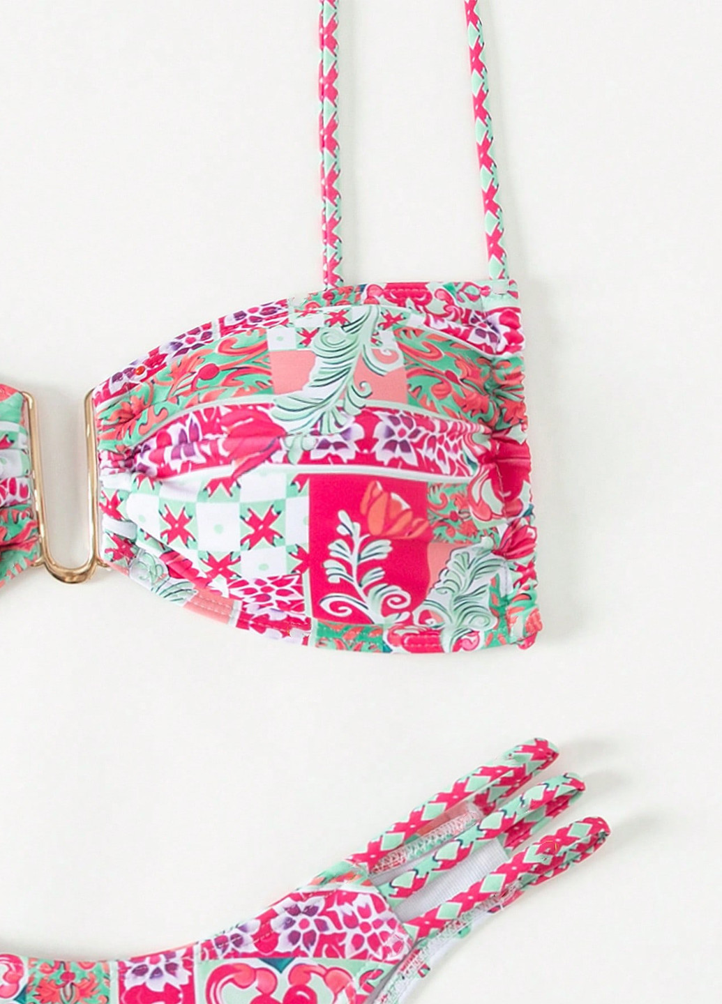 Малиновый летний купальник (лиф, трусики) раздельный SHEIN