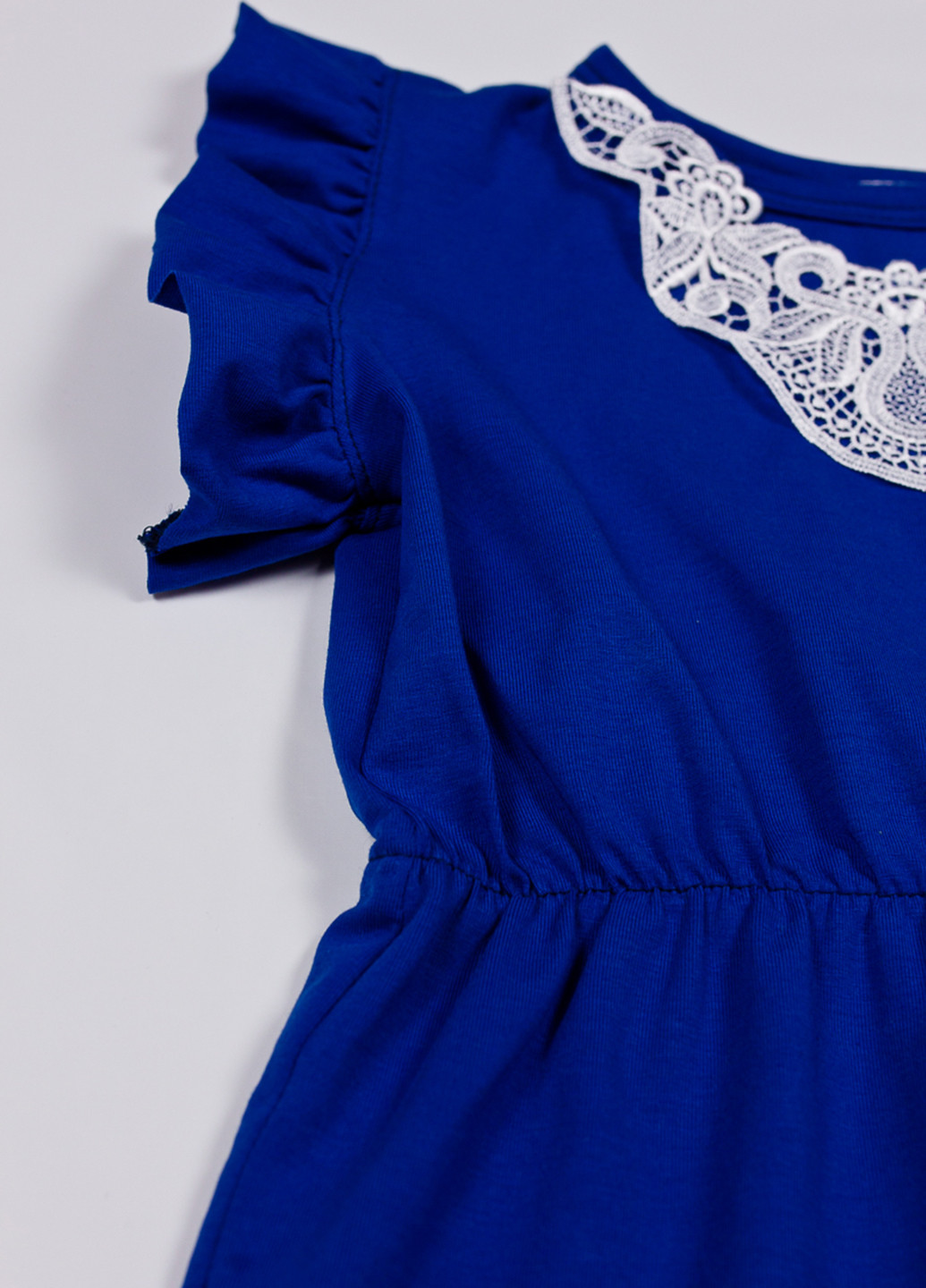 Синее кэжуал платье с коротким рукавом Little Bunny однотонное