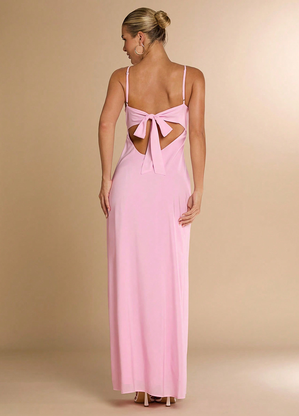 Рожева коктейльна, вечірня сукня з відкритою спиною SHEIN однотонна