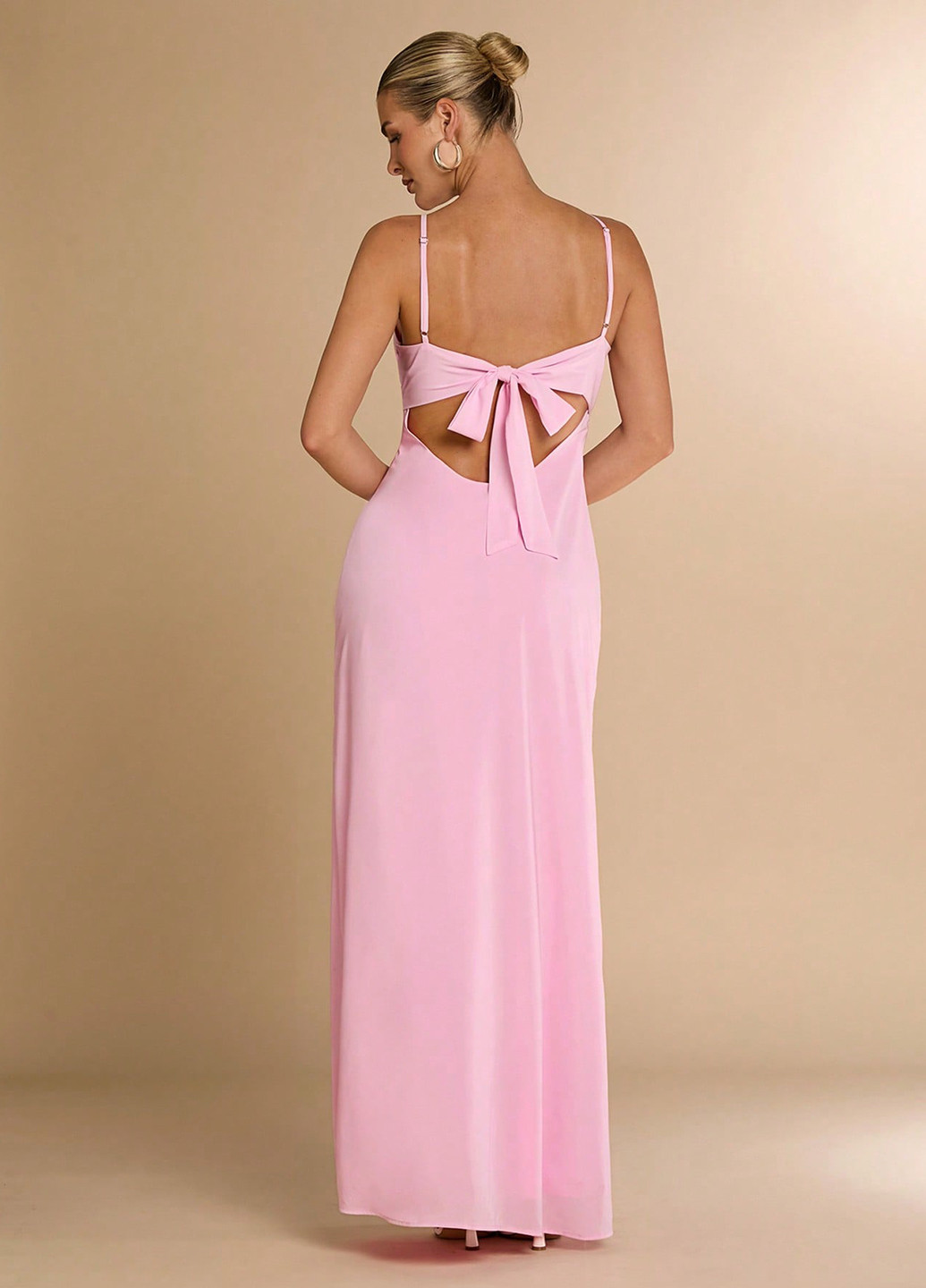 Рожева коктейльна, вечірня сукня з відкритою спиною SHEIN однотонна