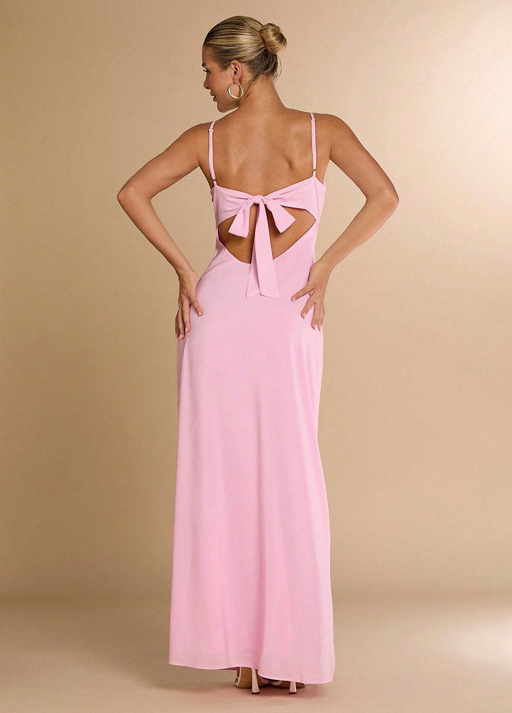 Рожева коктейльна, вечірня сукня з відкритою спиною SHEIN однотонна