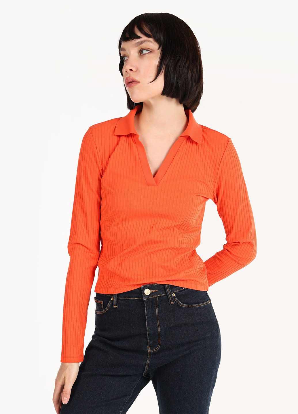 Оранжевая женская футболка-поло Colin's однотонная