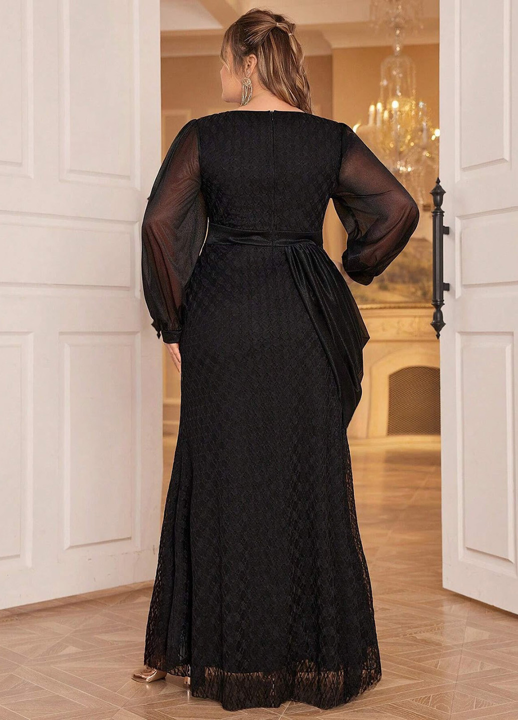 Чорна вечірня сукня годе SHEIN однотонна