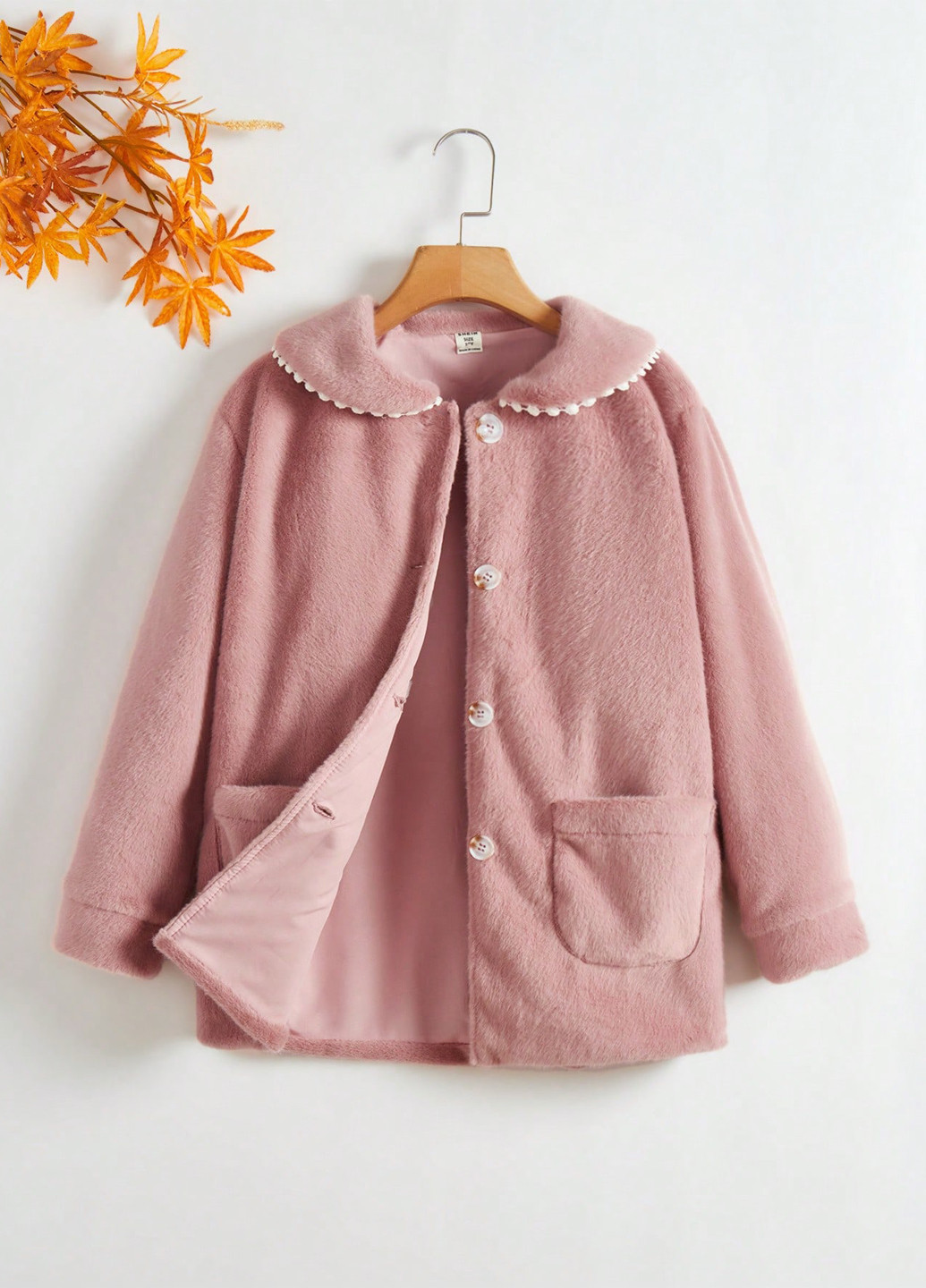 Розовое демисезонное Пальто однобортное SHEIN