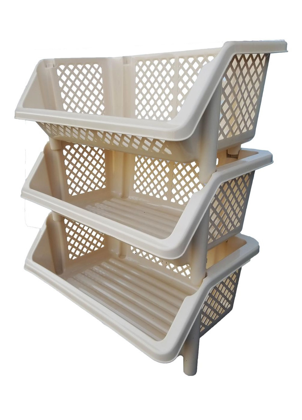 Етажерка універсальна пластикова полка підставка тумба на 3 яруси (472721-Prob) Бежева Francesco Marconi (250056047)