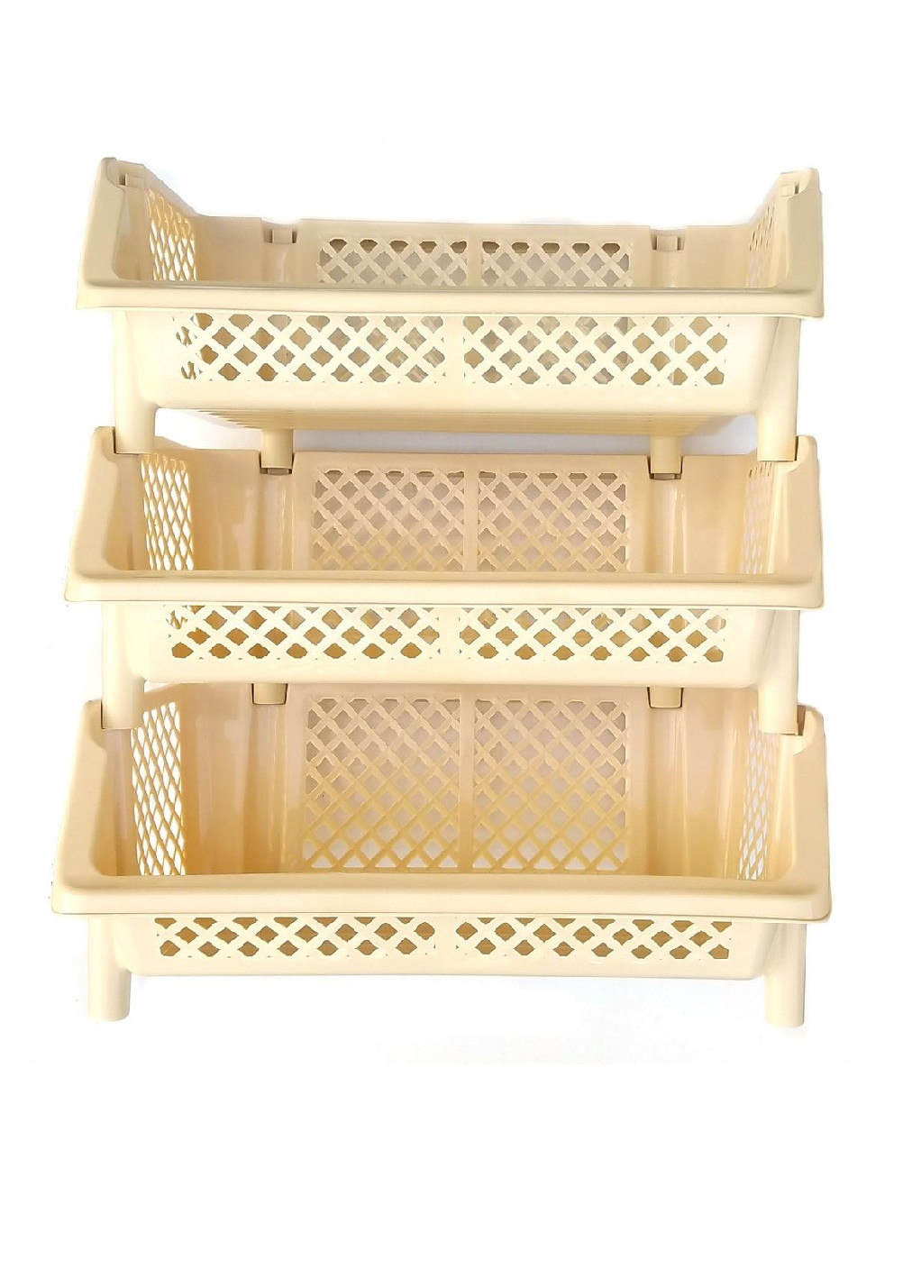 Етажерка універсальна пластикова полка підставка тумба на 3 яруси (472721-Prob) Бежева Francesco Marconi (250056047)