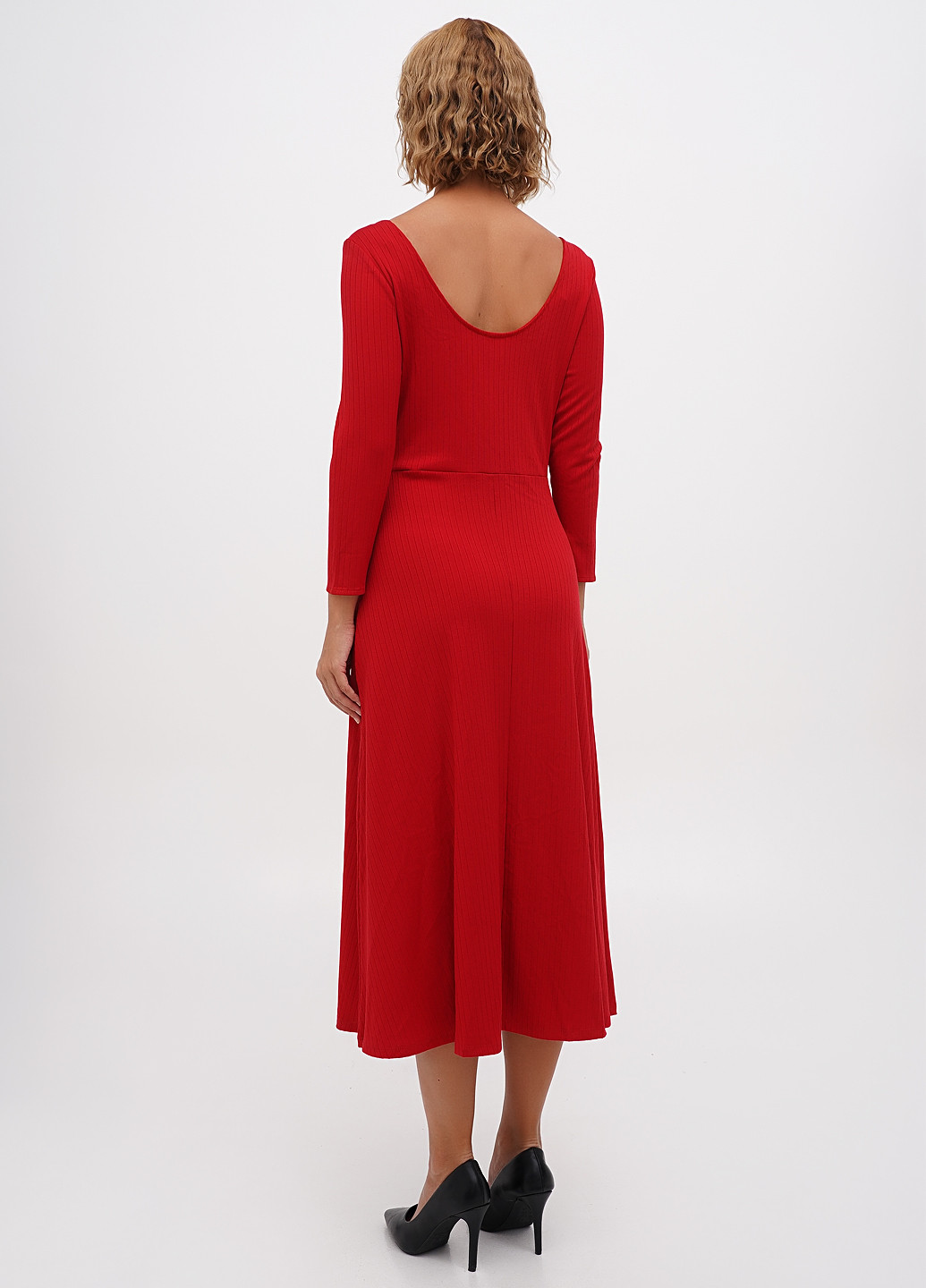 Червона кежуал сукня кльош H&M однотонна