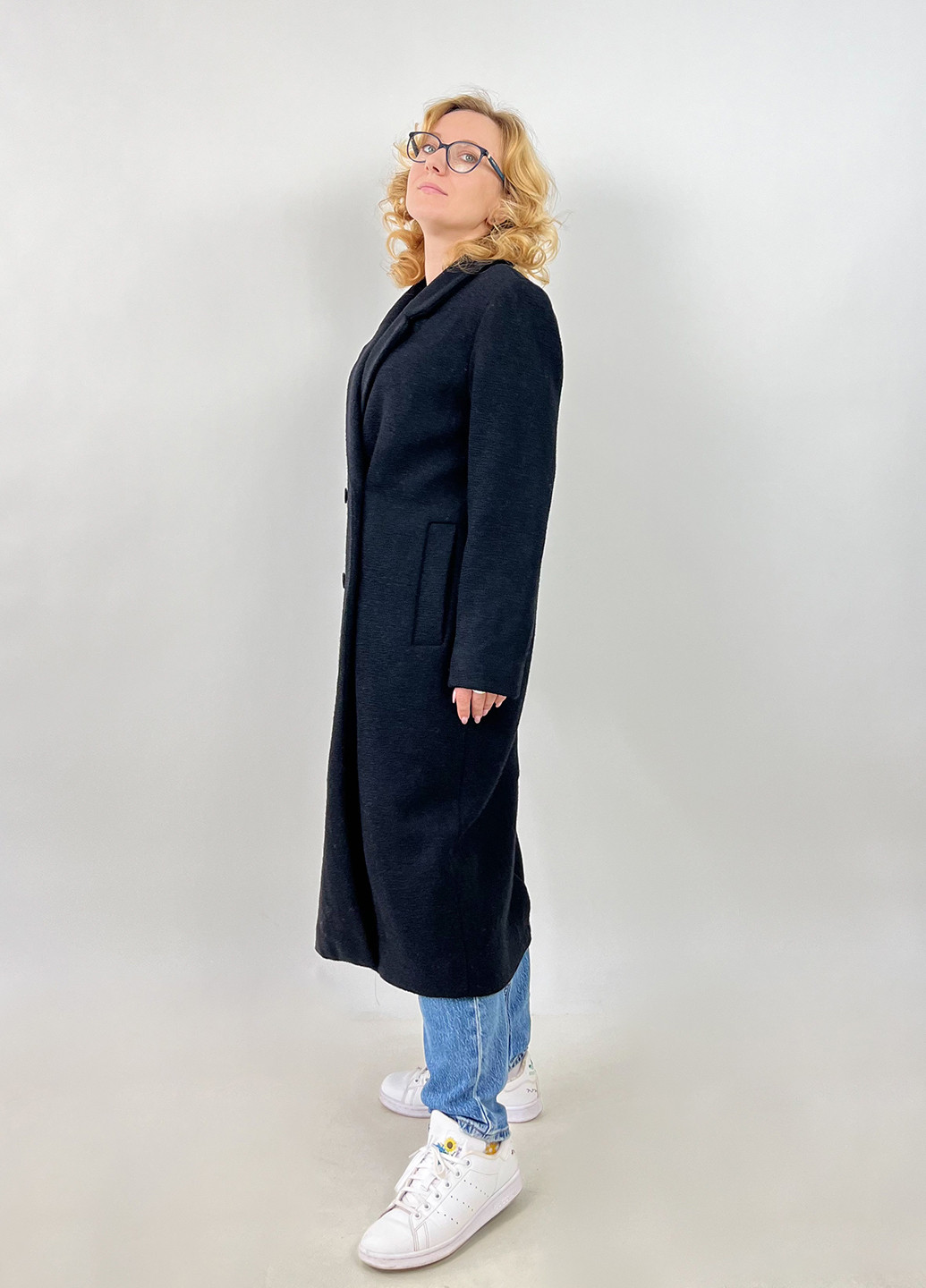 Темно-синее демисезонное Пальто однобортное Monki