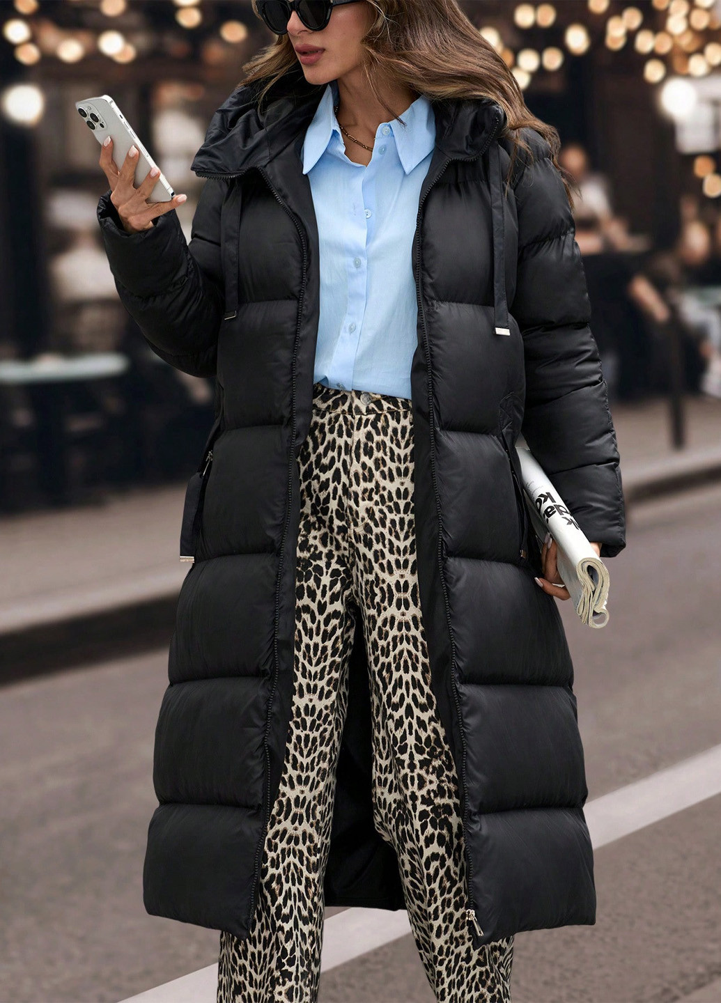 Чорна зимня куртка куртка-пальто SHEIN