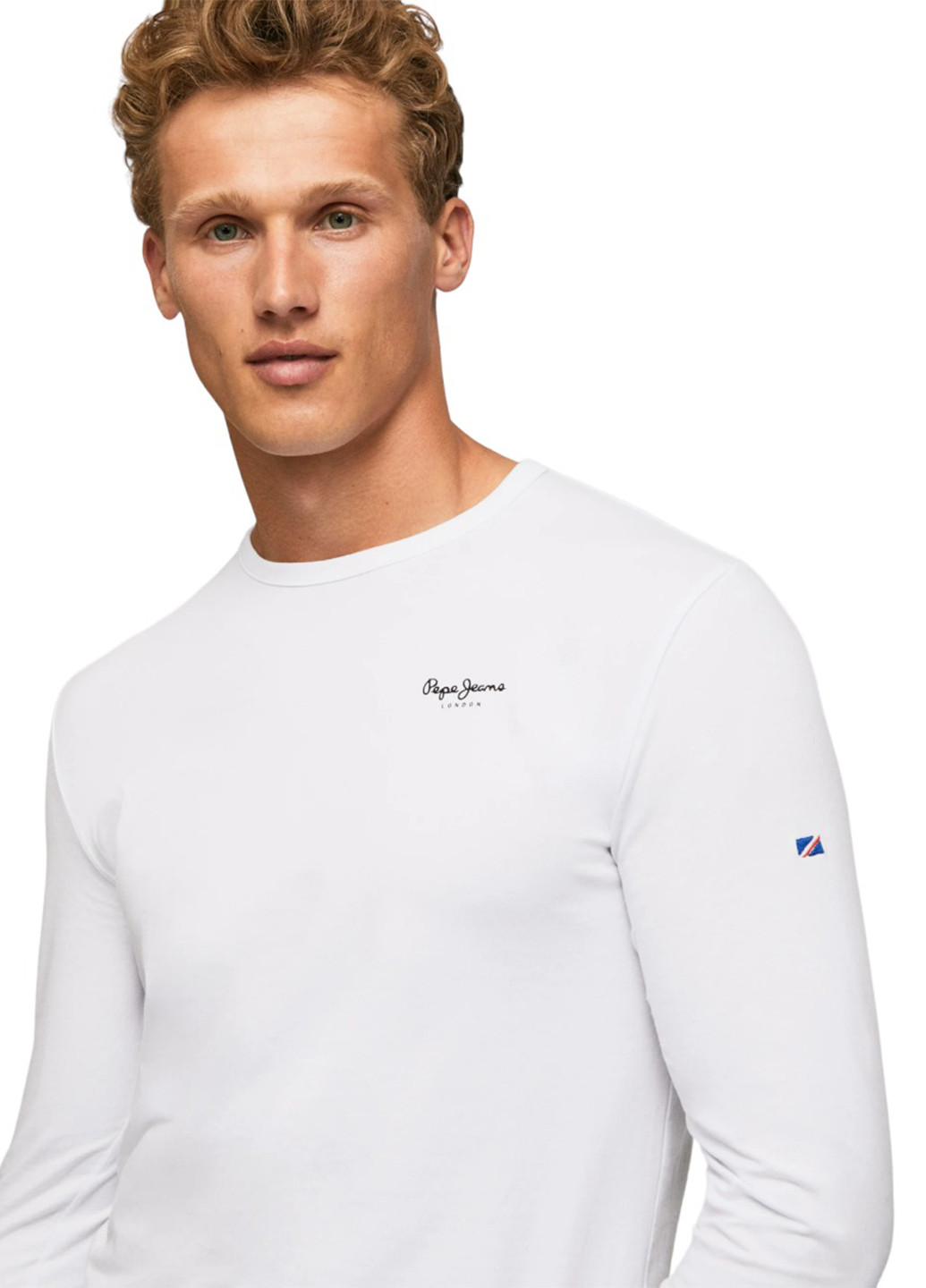 Белый демисезонный кэжуал лонгслив Pepe Jeans London с логотипом