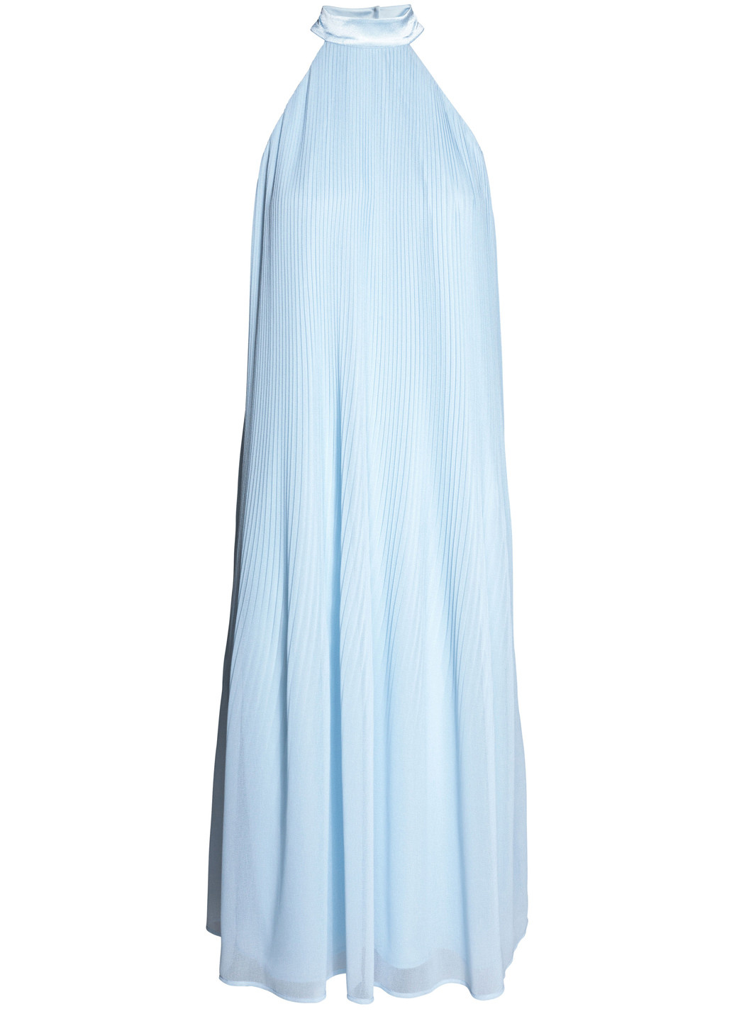 Голубое кэжуал платье плиссированное, с открытой спиной H&M однотонное