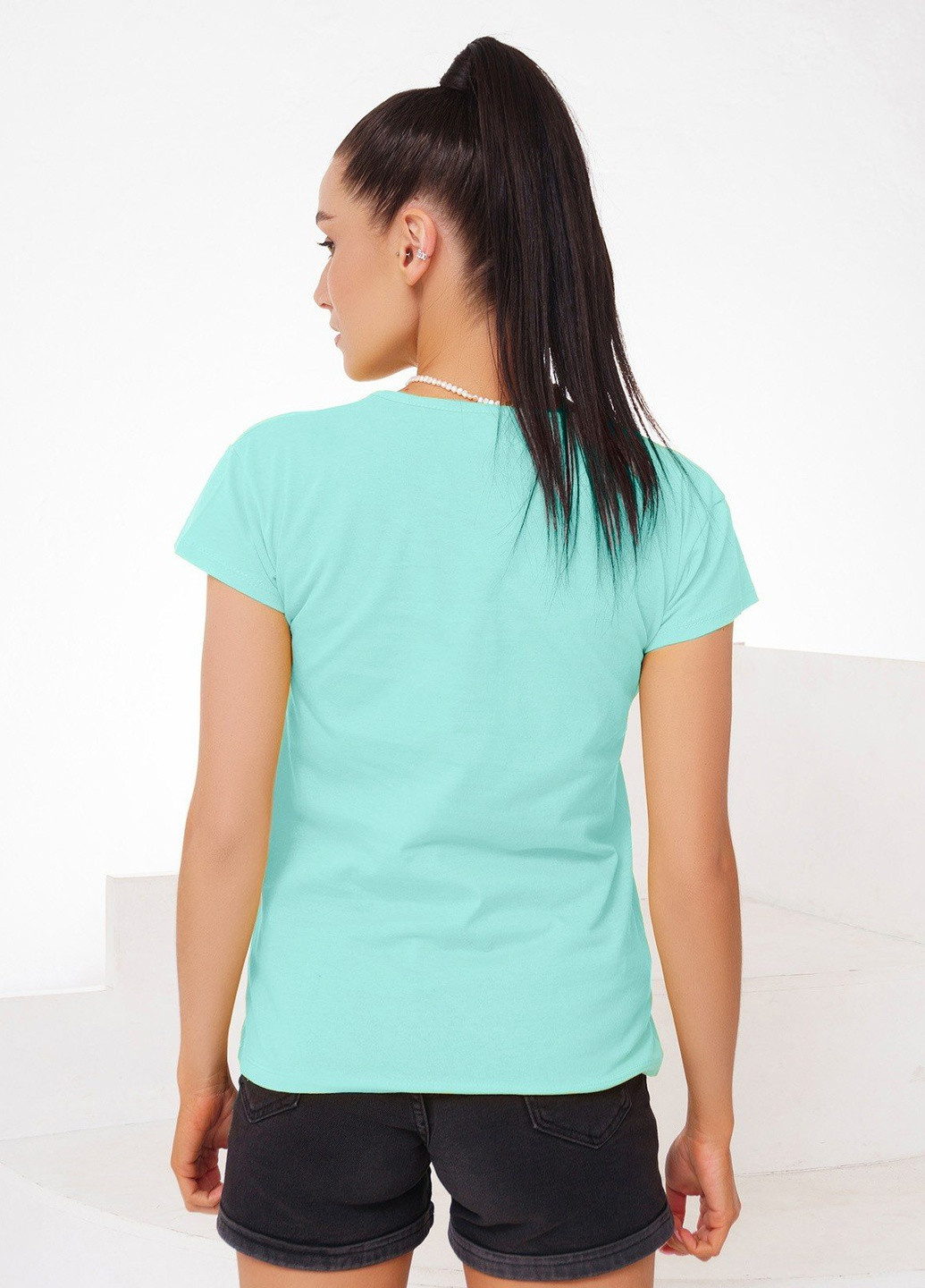 М'ятна всесезон футболка жіноча з коротким рукавом ISSA PLUS WN20-248