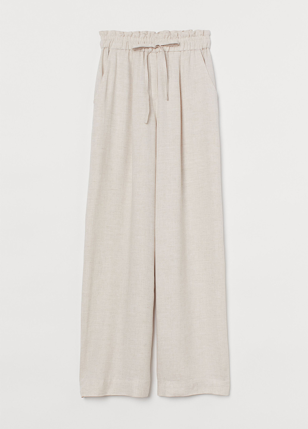Светло-бежевые кэжуал летние прямые брюки H&M