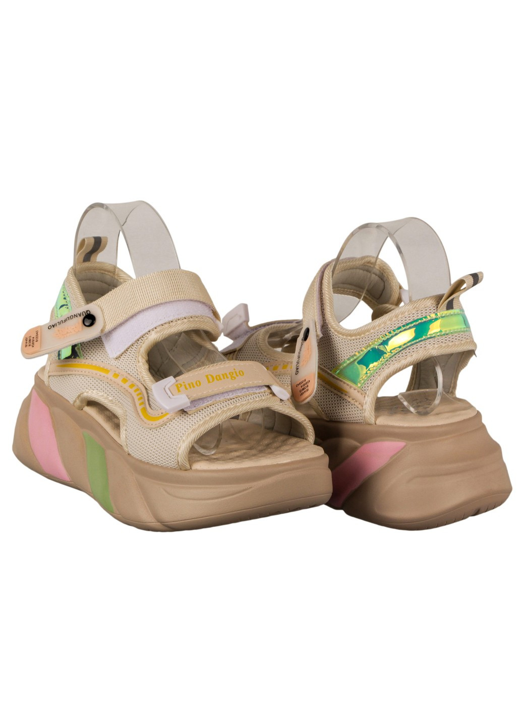 Бежевые женские босоножки 198334 Pino Dangio на липучке