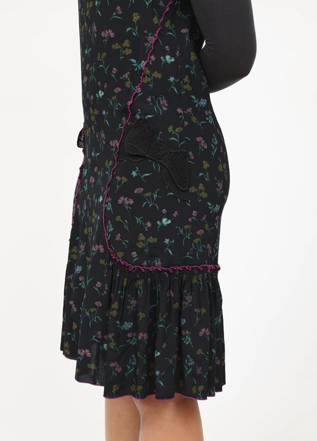 Черное кэжуал платье 33131blc Coach с цветочным принтом