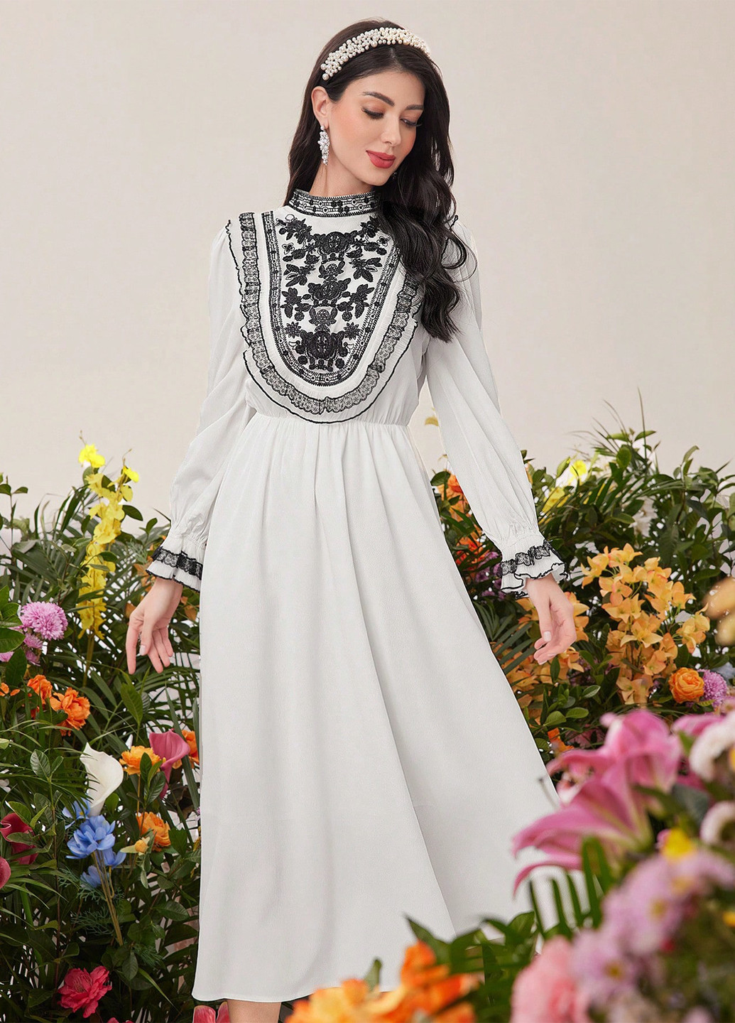 Білий святковий, кежуал сукня кльош SHEIN однотонна