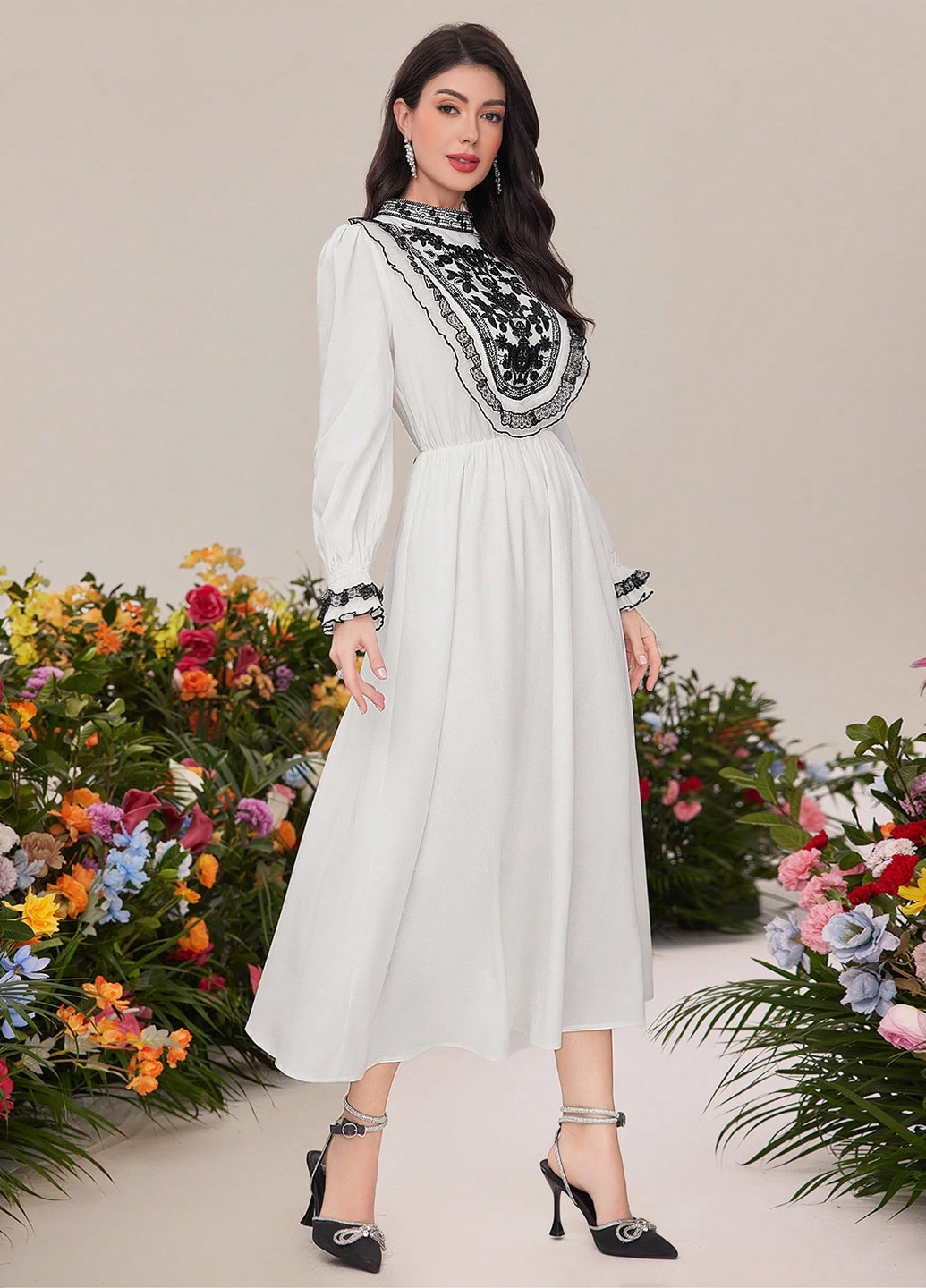 Білий святковий, кежуал сукня кльош SHEIN однотонна
