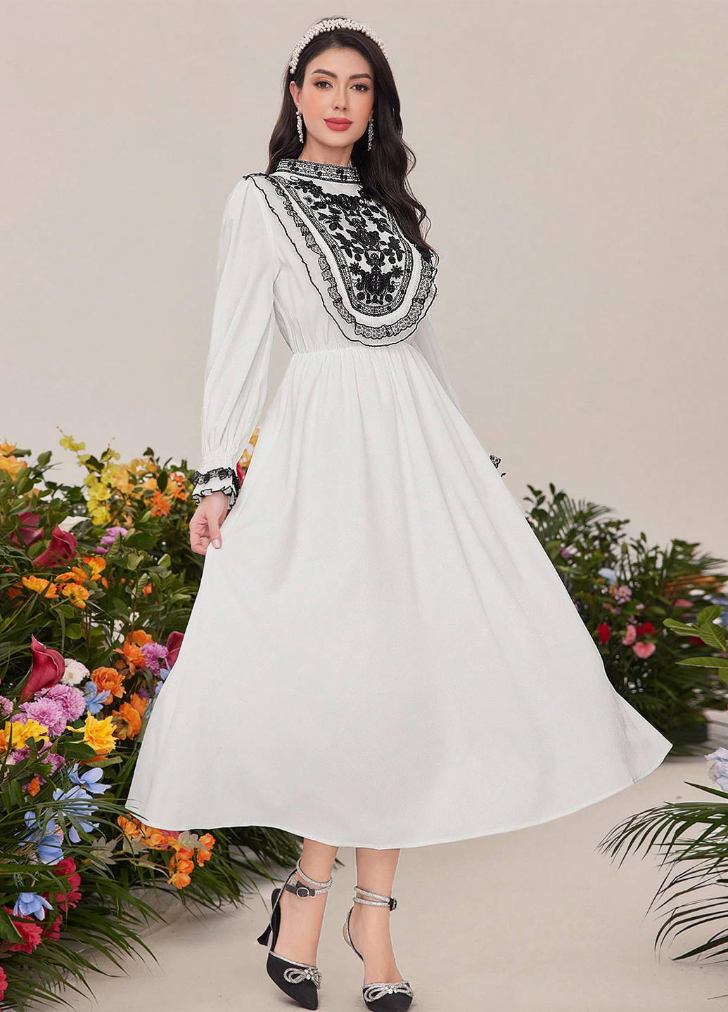 Білий святковий, кежуал сукня кльош SHEIN однотонна