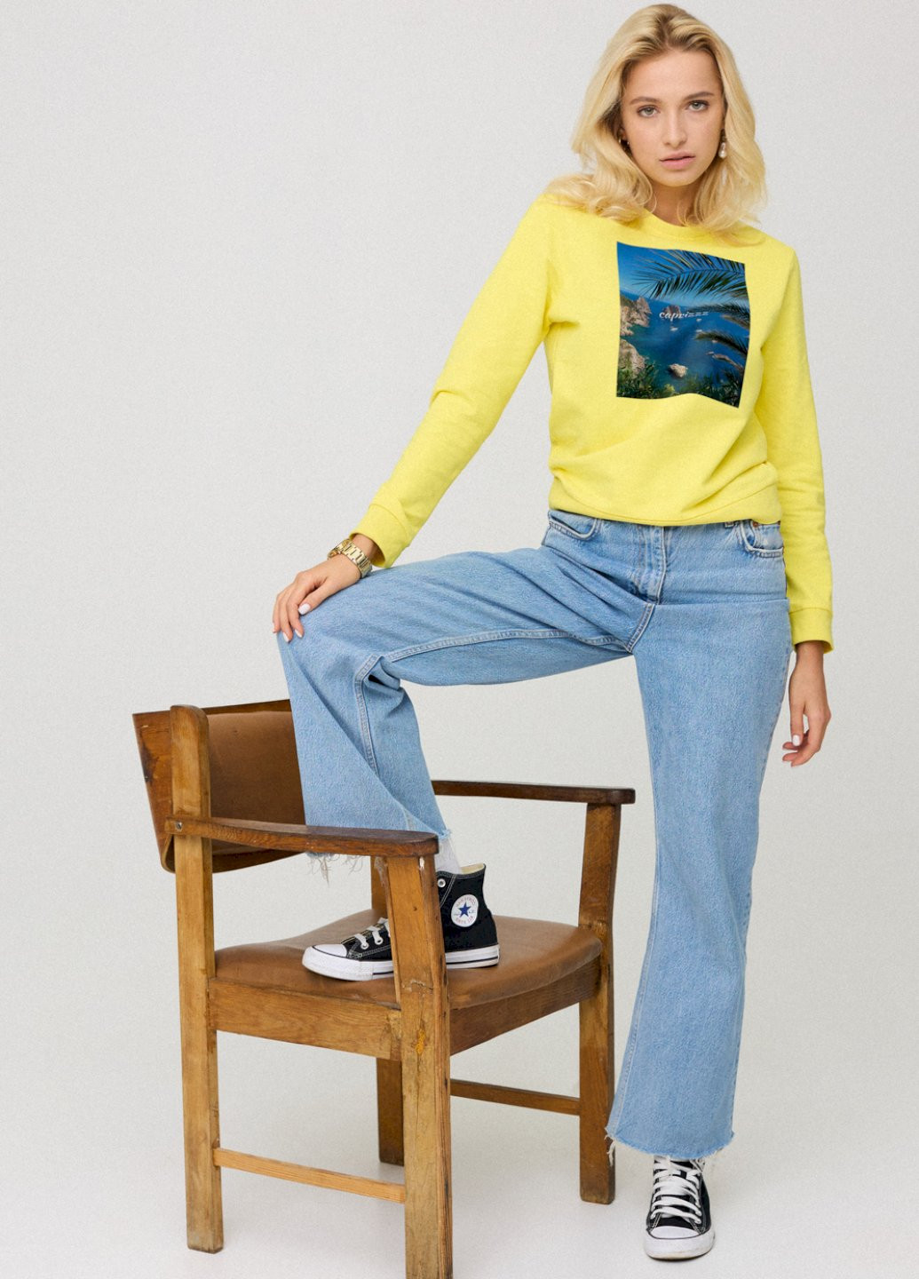 Жовтий свитшот женский с принтом basic /no flis/ YAPPI (254557642)