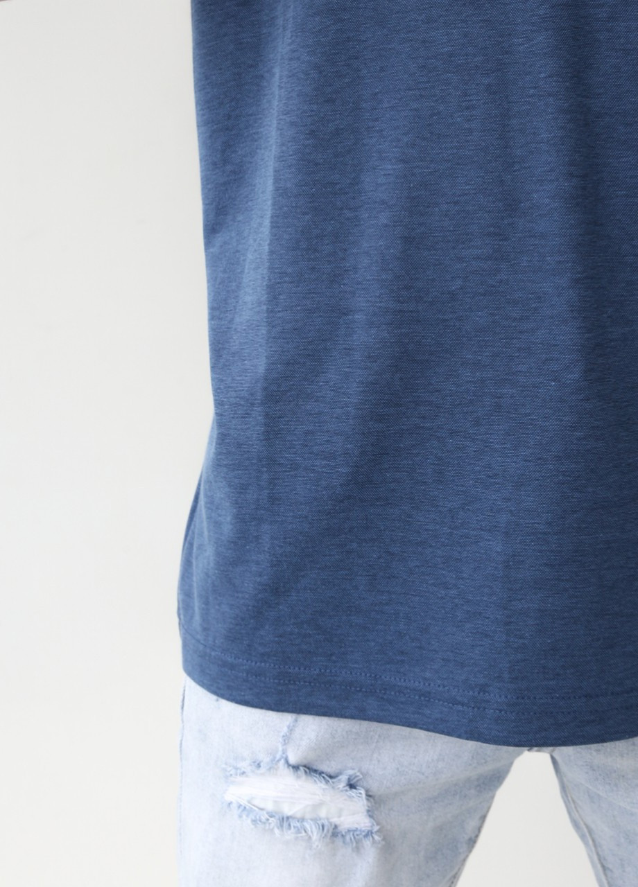 Серая футболка-поло мужское синее тонкое на молнии для мужчин MCS однотонная