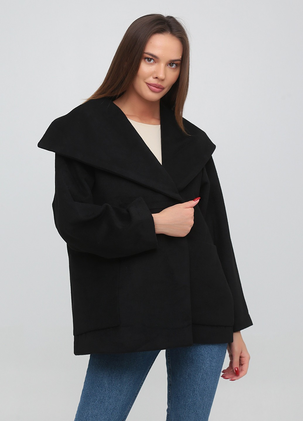Черное Кэжуал полупальто двубортное Monki однотонное