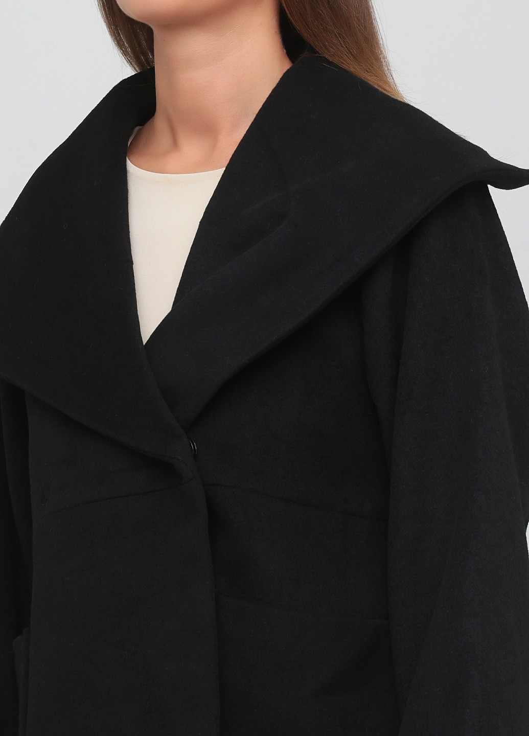 Черное Кэжуал полупальто двубортное Monki однотонное