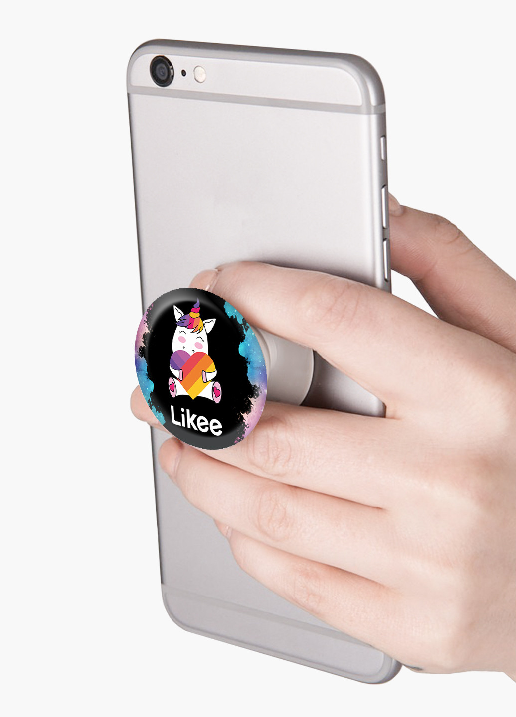 Попсокет (Popsockets) тримач для смартфону Лайк Єдиноріг (Likee Unicorn) (8754-1037) Чорний MobiPrint (216748333)