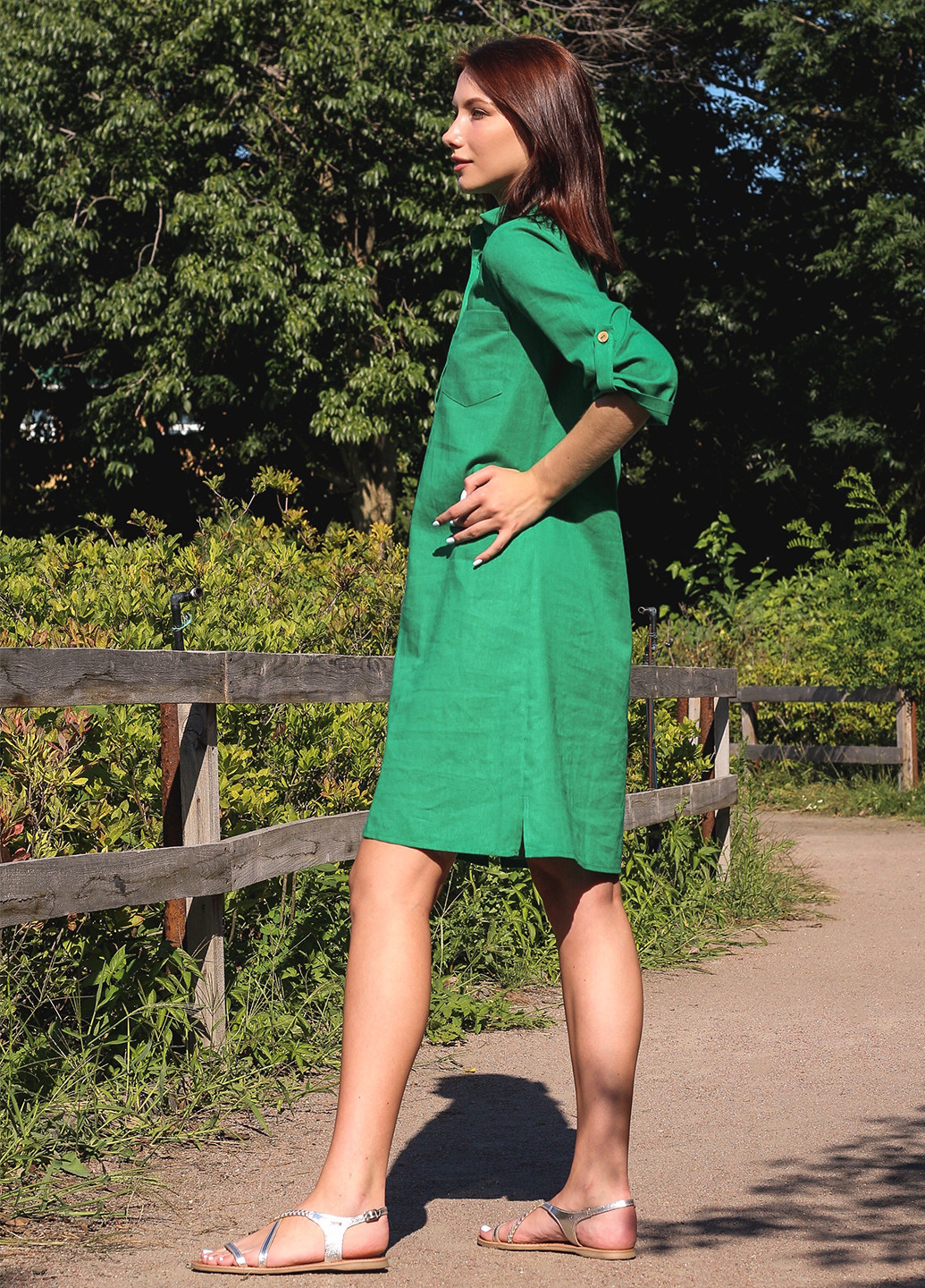 Зелена кежуал сукня а-силует INNOE однотонна