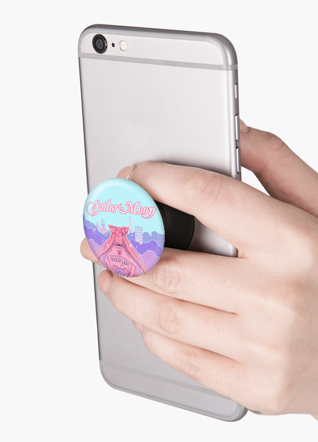 Попсокет (Popsockets) держатель для смартфона Сейлор Мун (Sailor Moon) (8754-2913) Черный MobiPrint (229014720)