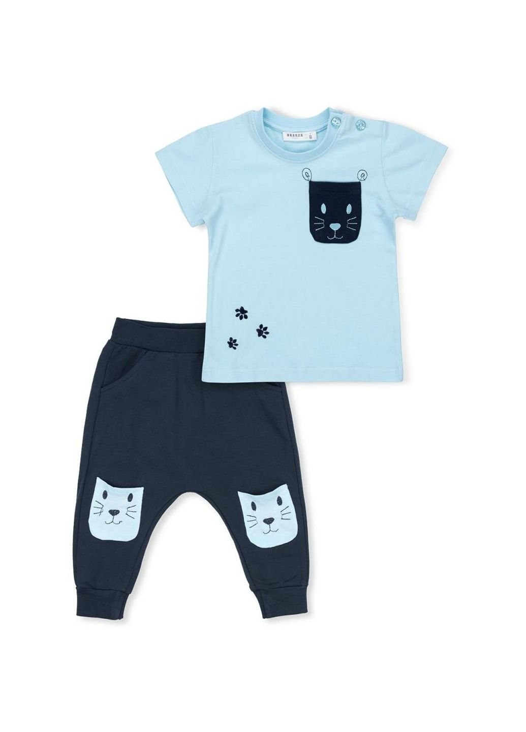 Блакитний літній костюм десткий з кишеньками (10234-86g-blue) Breeze