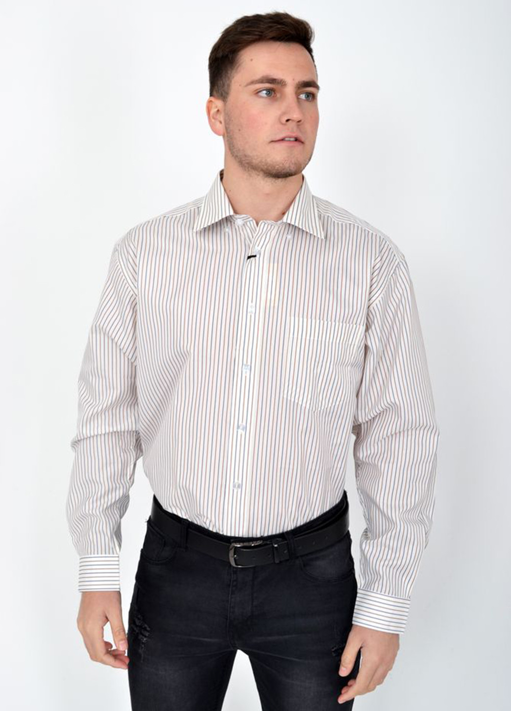Молочная классическая рубашка Ager с длинным рукавом