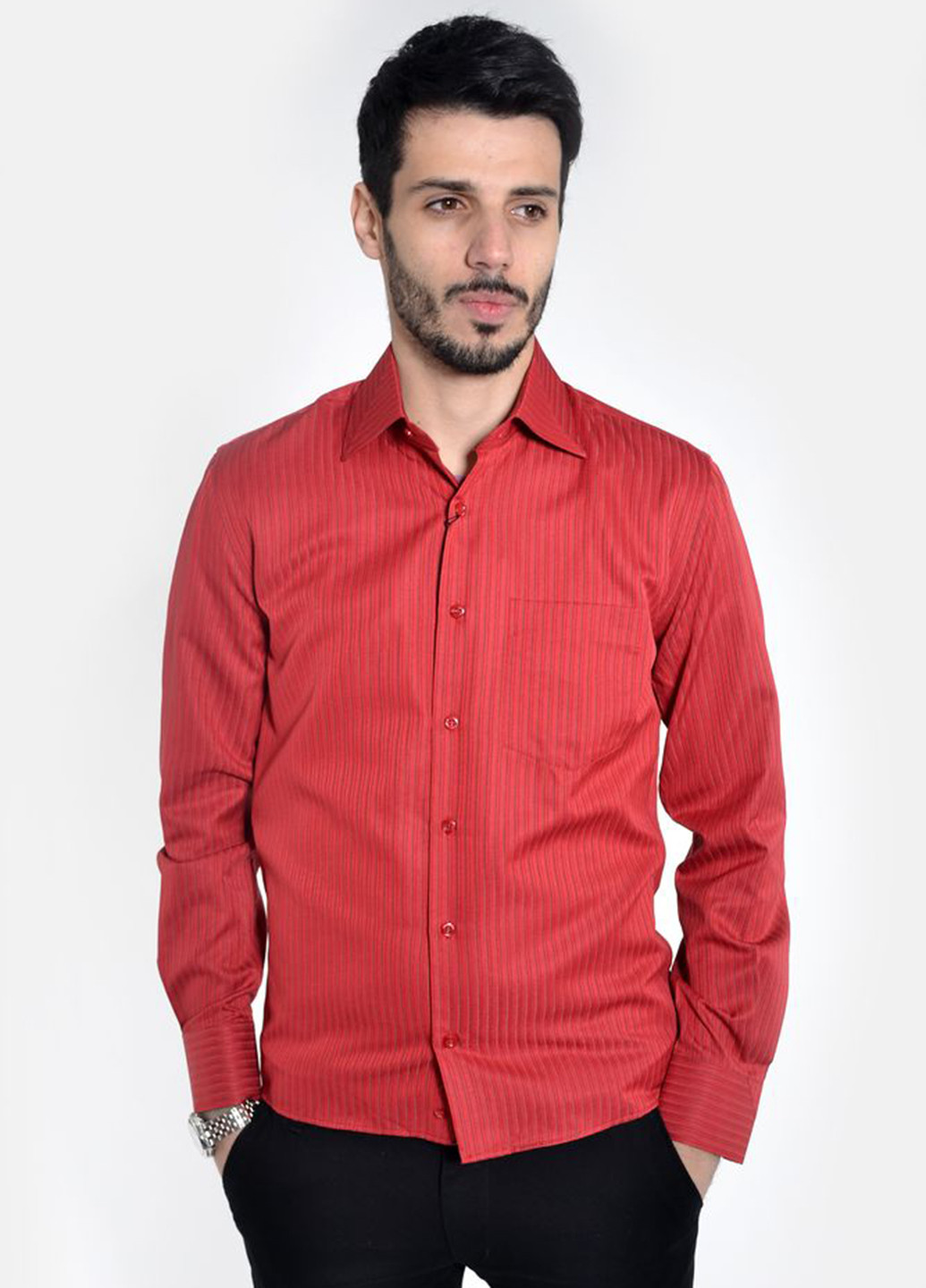Красная кэжуал рубашка в полоску Framzoni