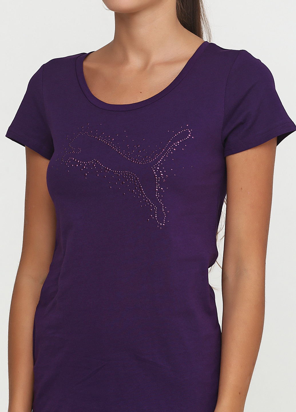 Фиолетовая летняя футболка с коротким рукавом Puma