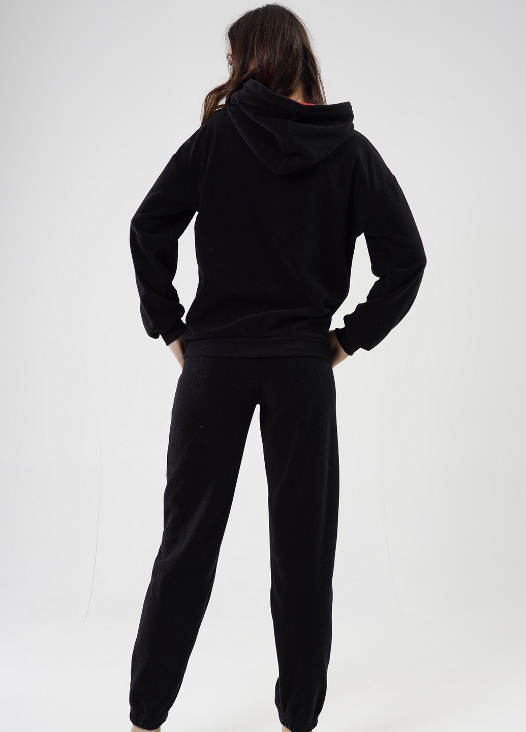 Чорна зимня комплект флісовий (кофта, штани) лонгслив + брюки Vienetta