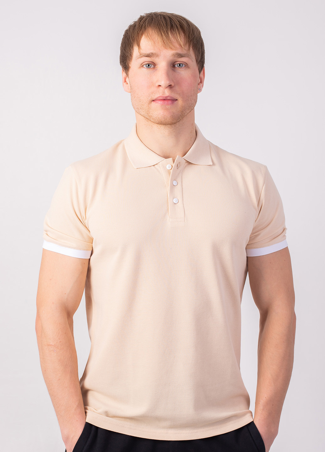 Бежевая футболка-футболка поло мужская для мужчин TvoePolo