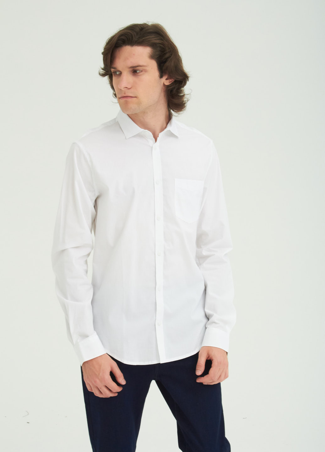 Белая кэжуал рубашка SELA с длинным рукавом