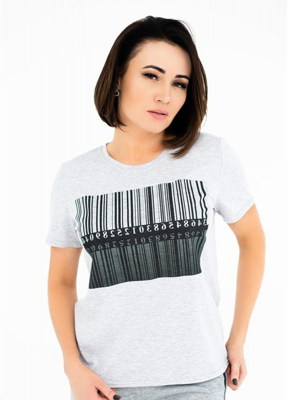 Серая летняя женская футболка париж Look & Buy