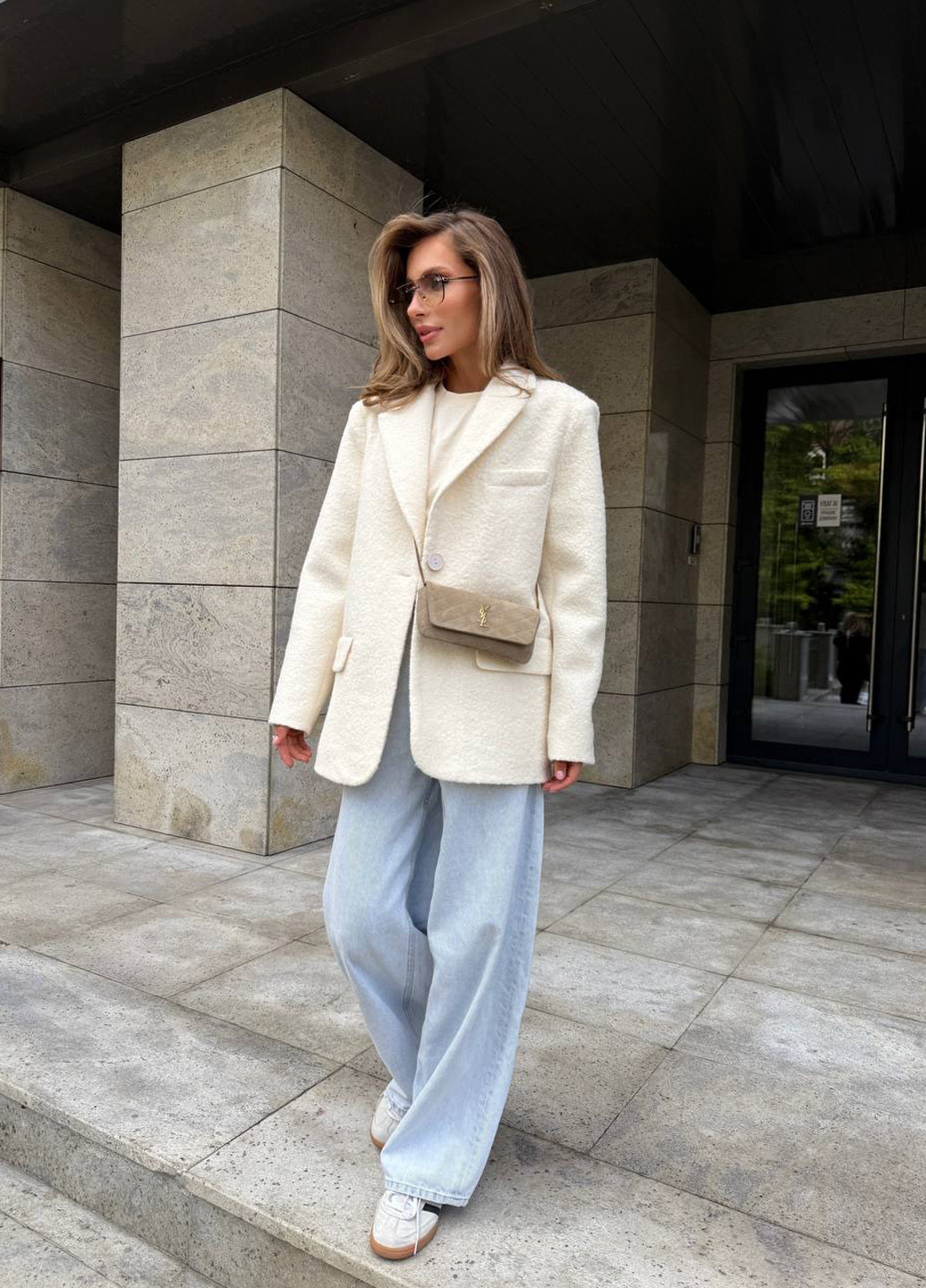 Молочный женский жакет No Brand однотонный - демисезонный