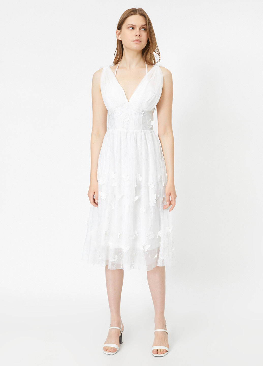 Білий коктейльна сукня кльош KOTON однотонна