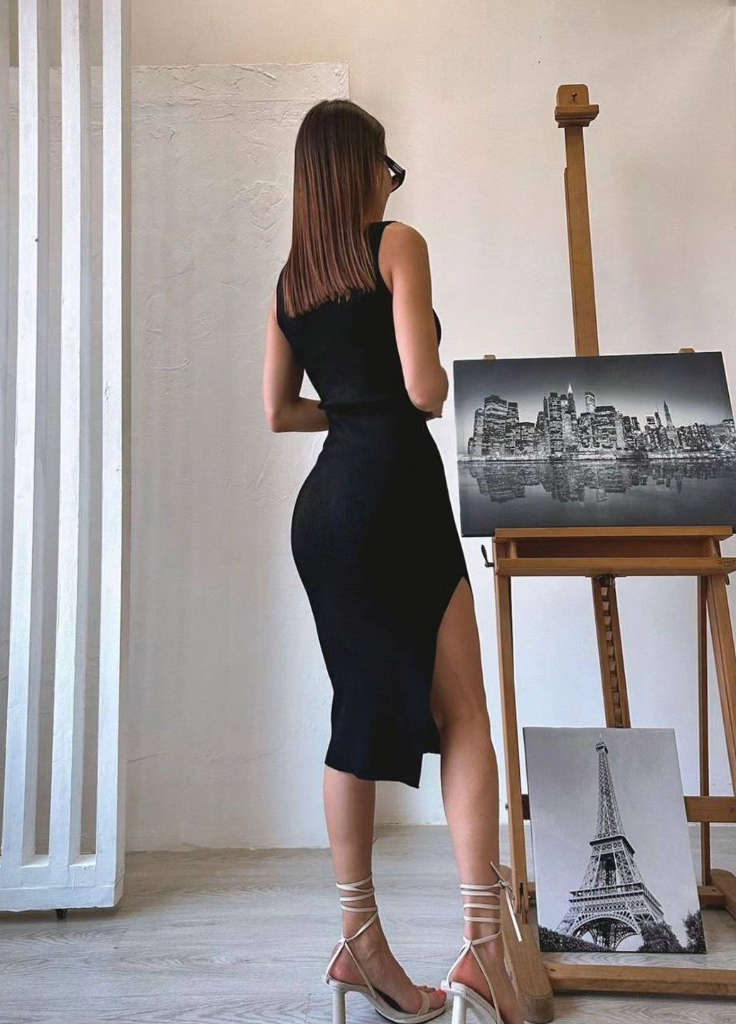 Черное кэжуал платье силуэтная No Brand однотонное