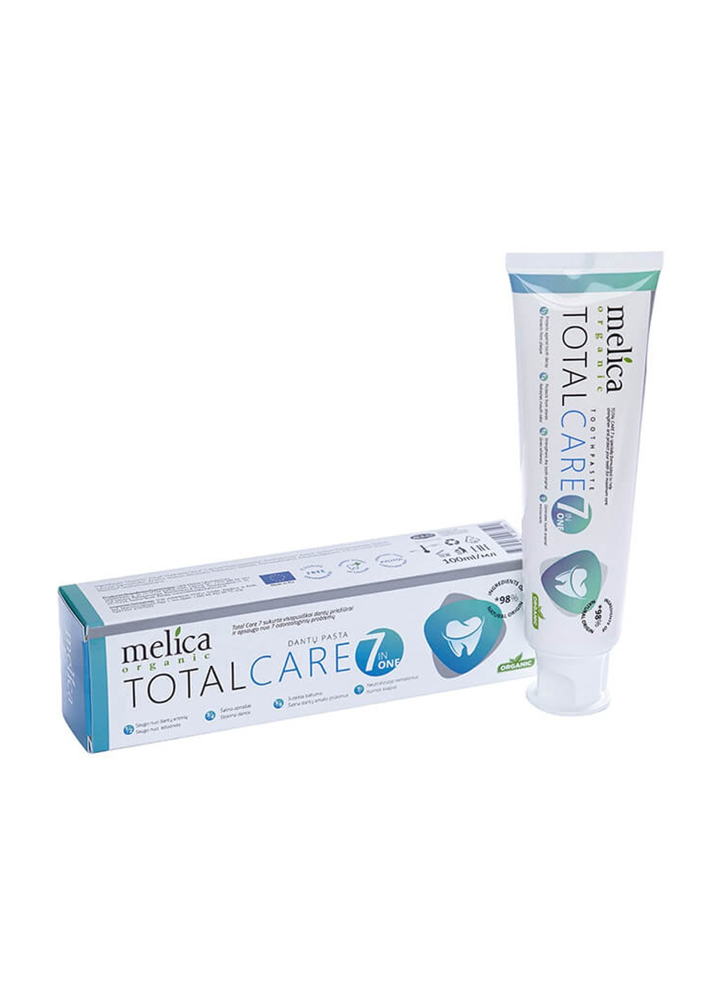 Зубна паста комплексний догляд total 7 100 мл Melica Organic (253590831)