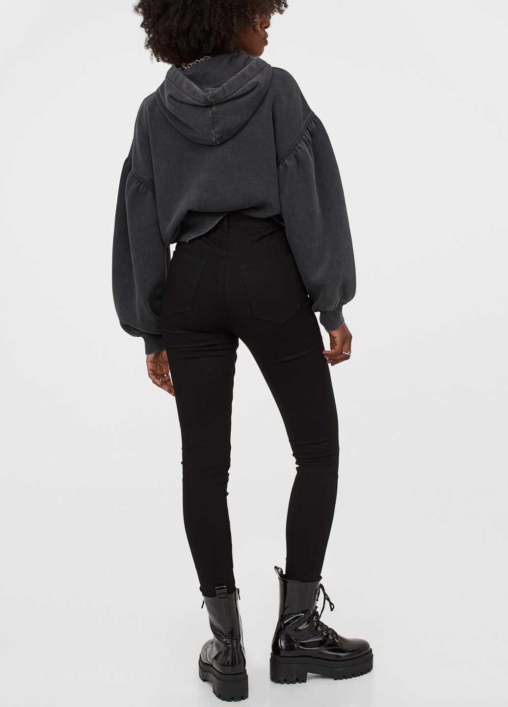 Джинси H&M однотонні чорні джинсові бавовна