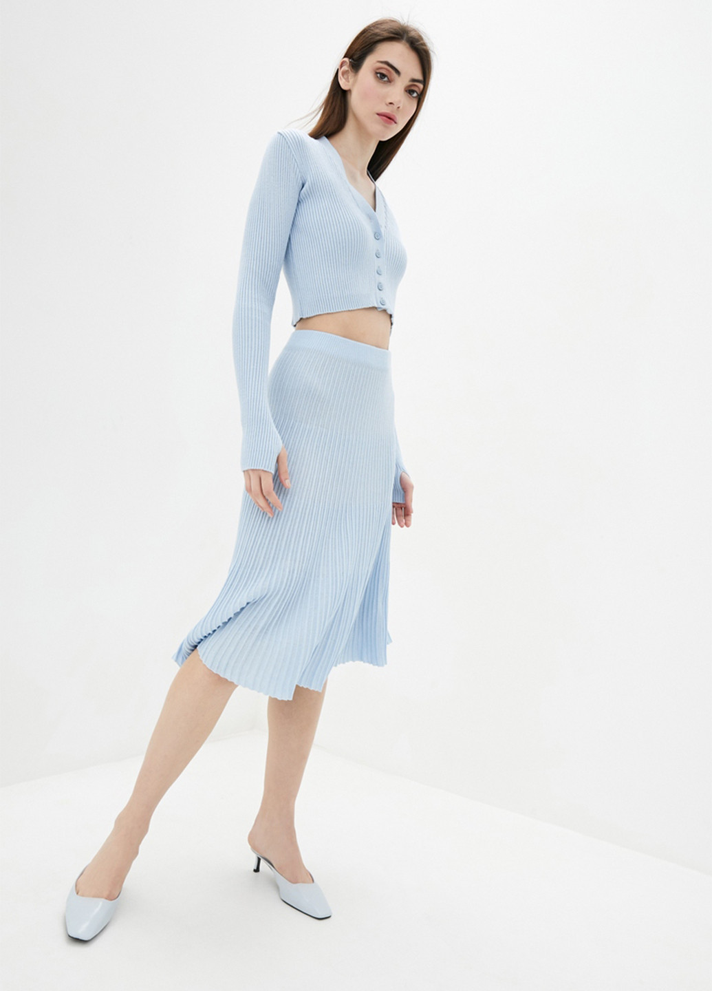 Светло-голубая кэжуал однотонная юбка Sewel плиссе
