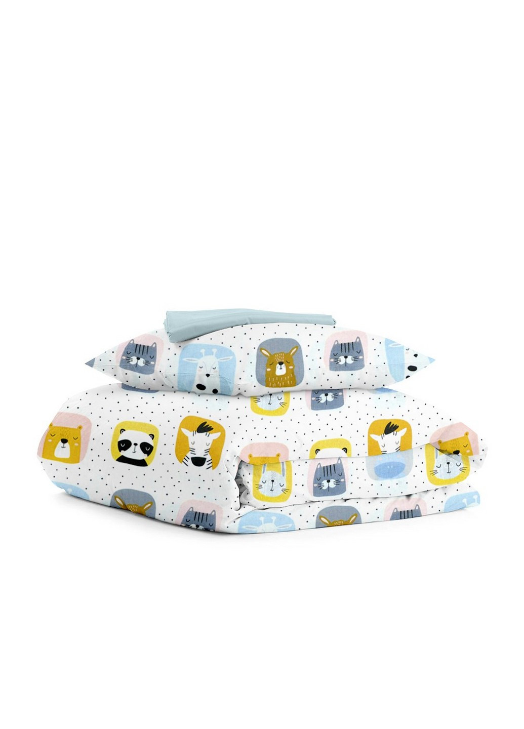 Комплект підліткової постільної білизни ANIMALS COLOR LIGHT BLUE (Наволочка 50х70 Підковдра 160х220 Простирадло 155х240) Cosas (251422191)