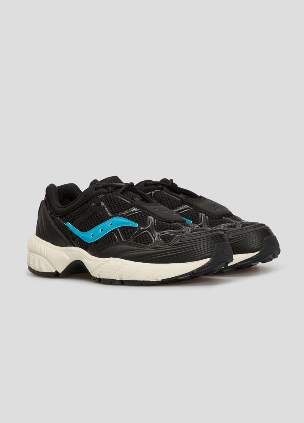 Черные всесезонные черные кроссовки grid web из текстиля и замши Saucony